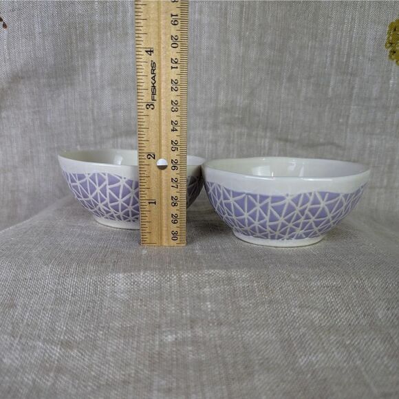 Creative Co-Op Patterned Stoneware Bowls Purple and Brown Set of 4 - Picture 6 of 6